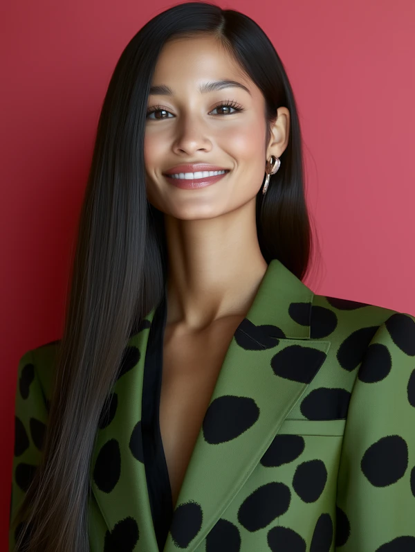 Woman in Green Polka Dot Jacket