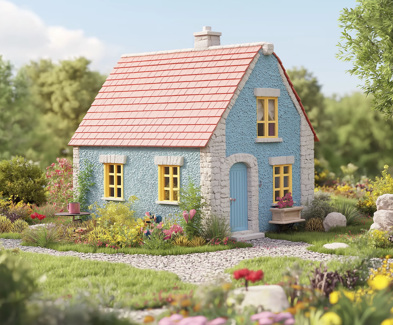 Quaint Cottage with Colorful Garden