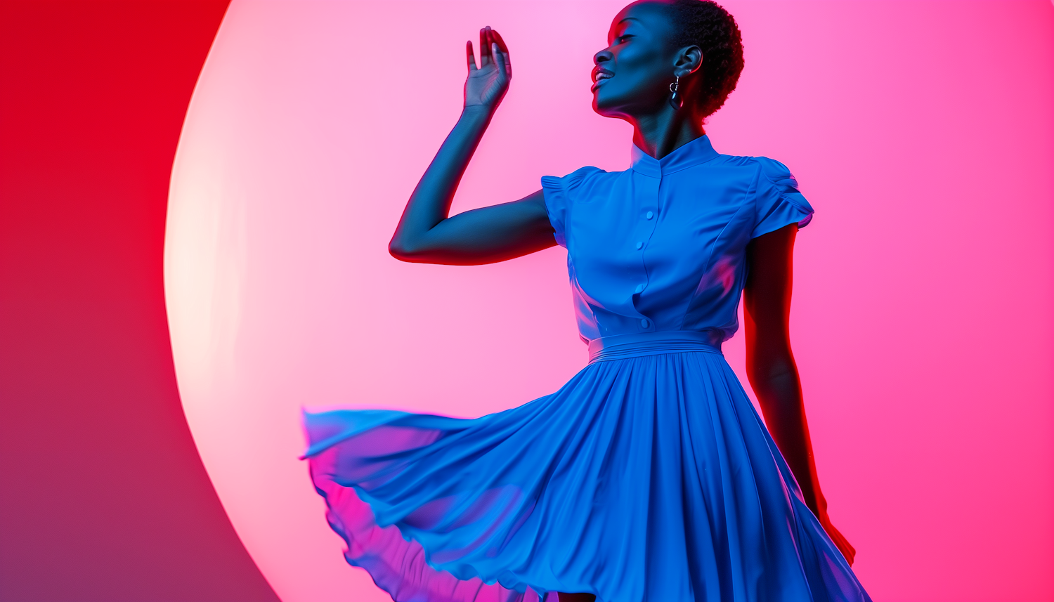 Serene Woman in Blue Dress