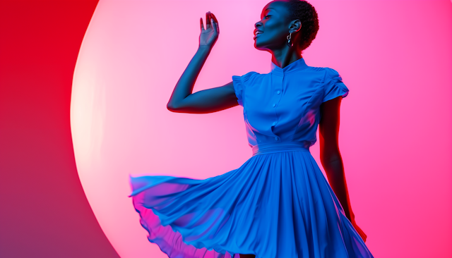 Serene Woman in Blue Dress