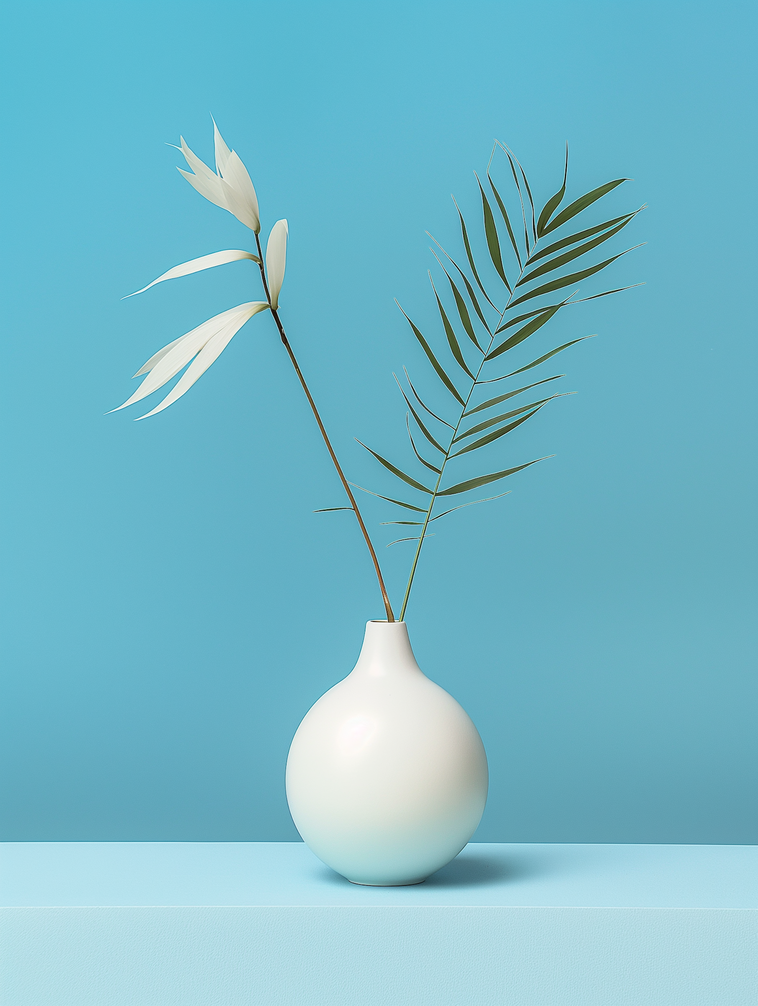 Minimalist Still Life with Vase and Foliage
