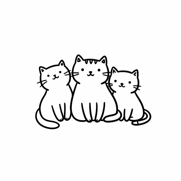 Cartoon Cats Trio