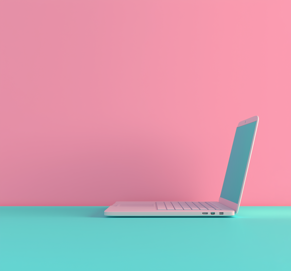 Modern Laptop with Pastel Background