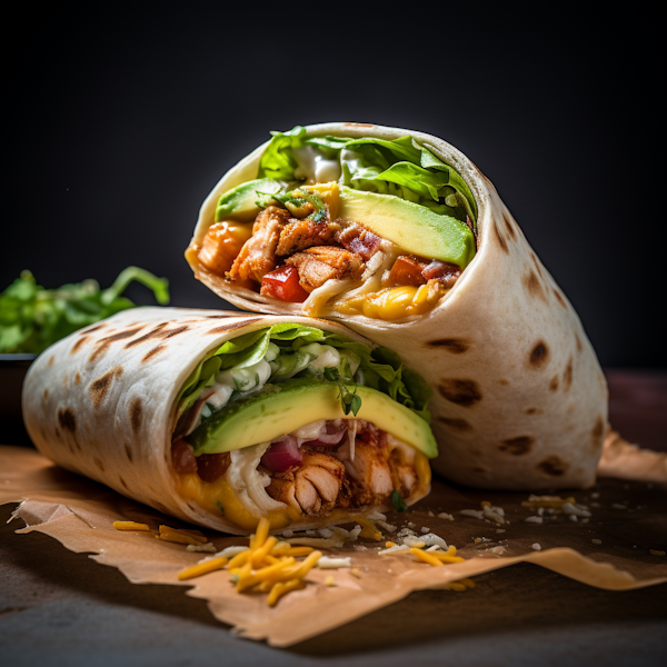 Grilled Chicken Avocado Burrito Close-Up