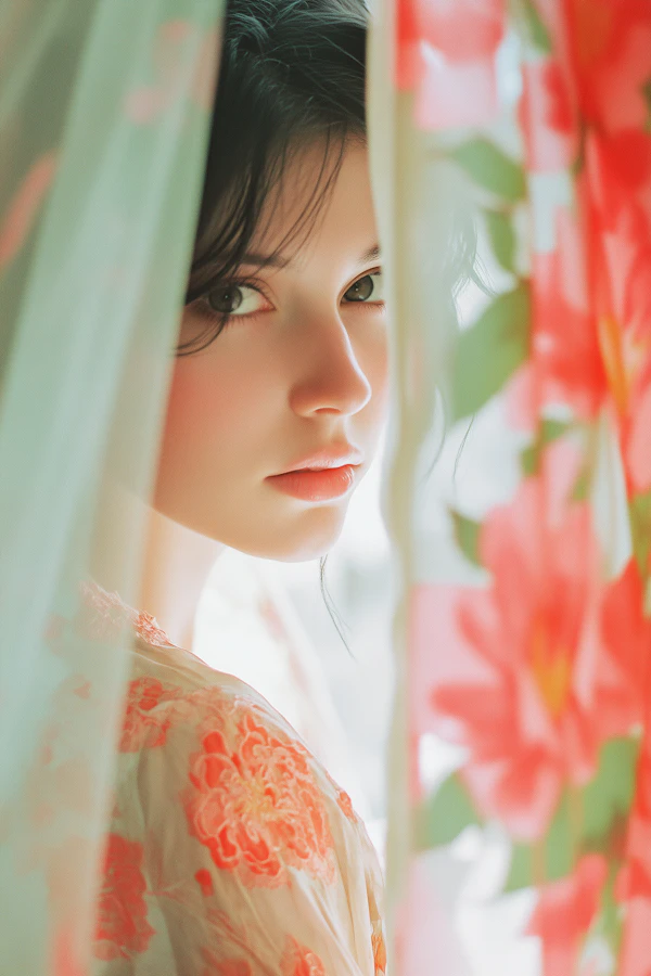 Serene Woman in Floral Attire