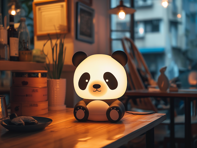 Panda-Shaped Lamp in Cozy Room