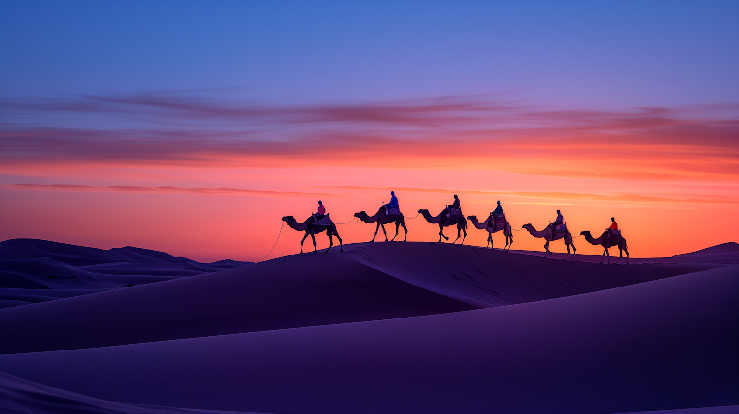 Desert Caravan at Sunset