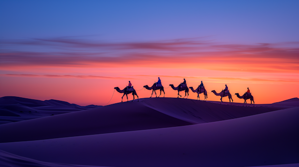 Desert Caravan at Sunset