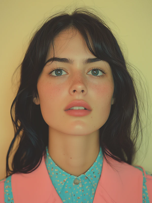 Serene Portrait of Young Woman with Blue Eyes