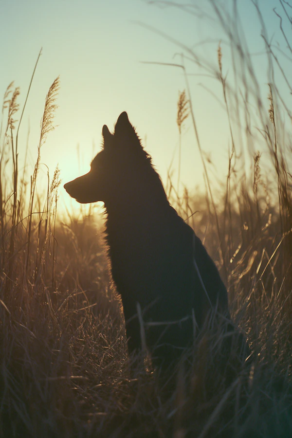 Silhouette of Dog at Sunset
