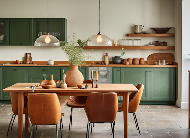 Contemporary Rustic Kitchen and Dining Space