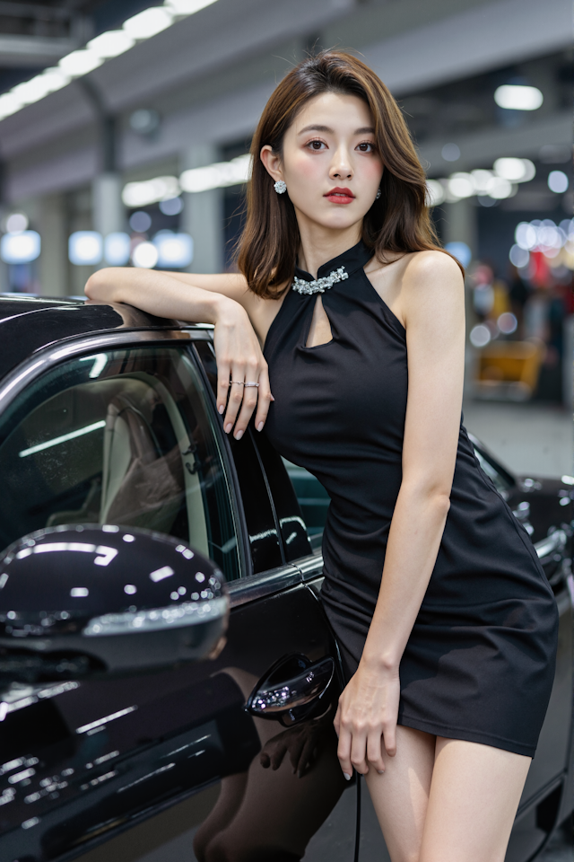 Elegant Woman with Luxury Car