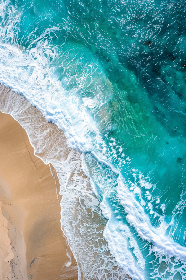 Aerial View of a Turquoise Shoreline