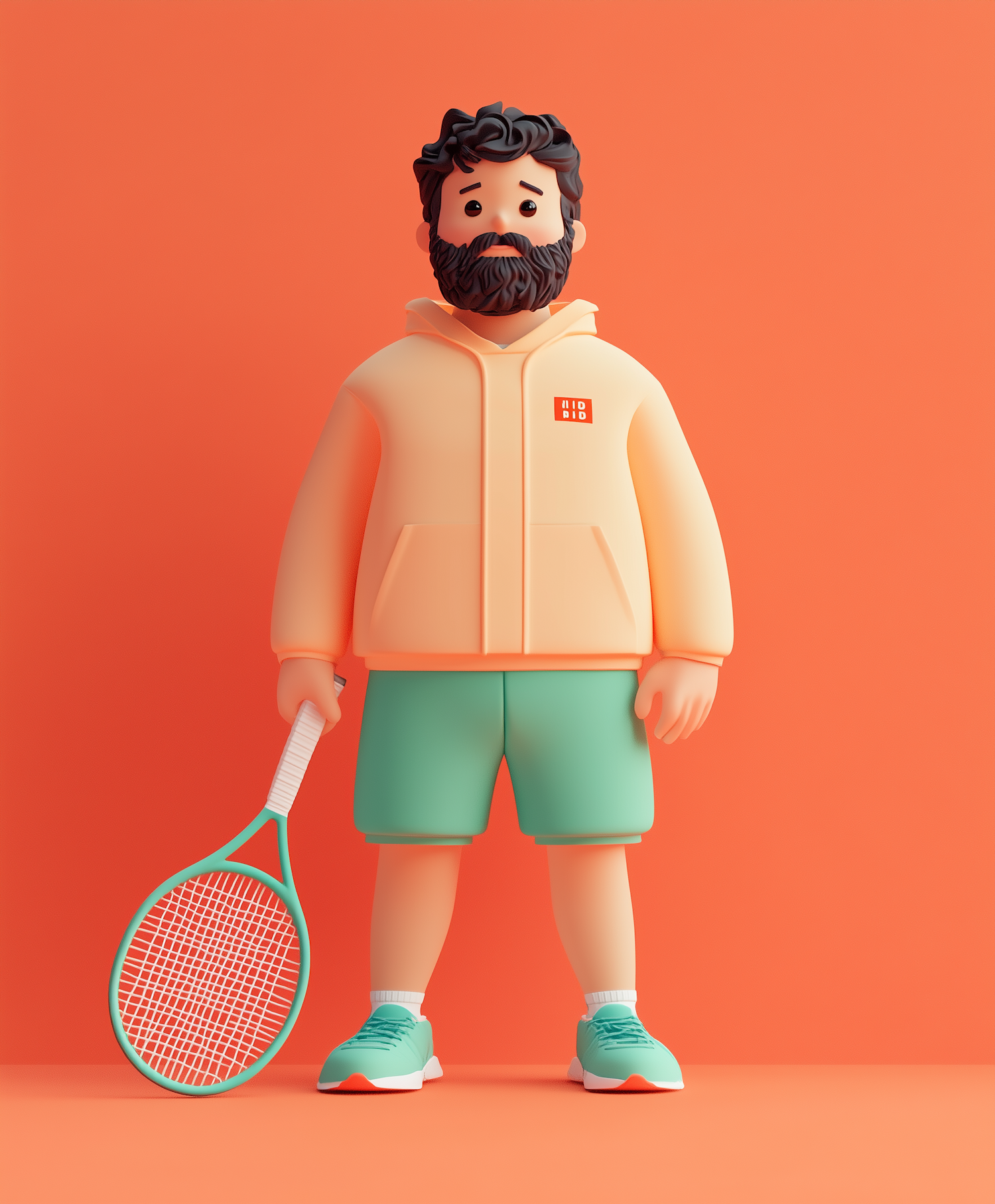 Sports-Themed Illustration of Man with Beard