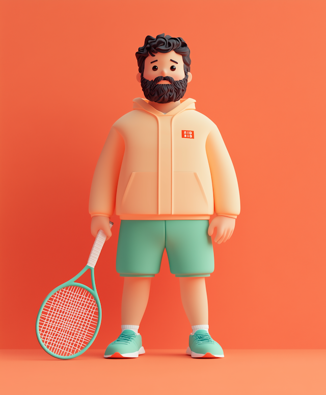 Sports-Themed Illustration of Man with Beard