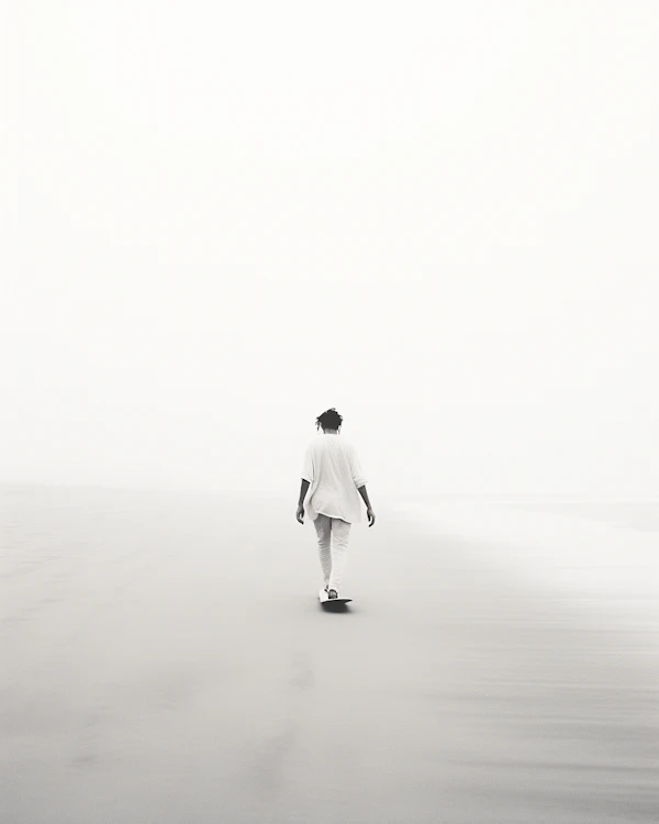 Skater's Serenity in the White Expanse