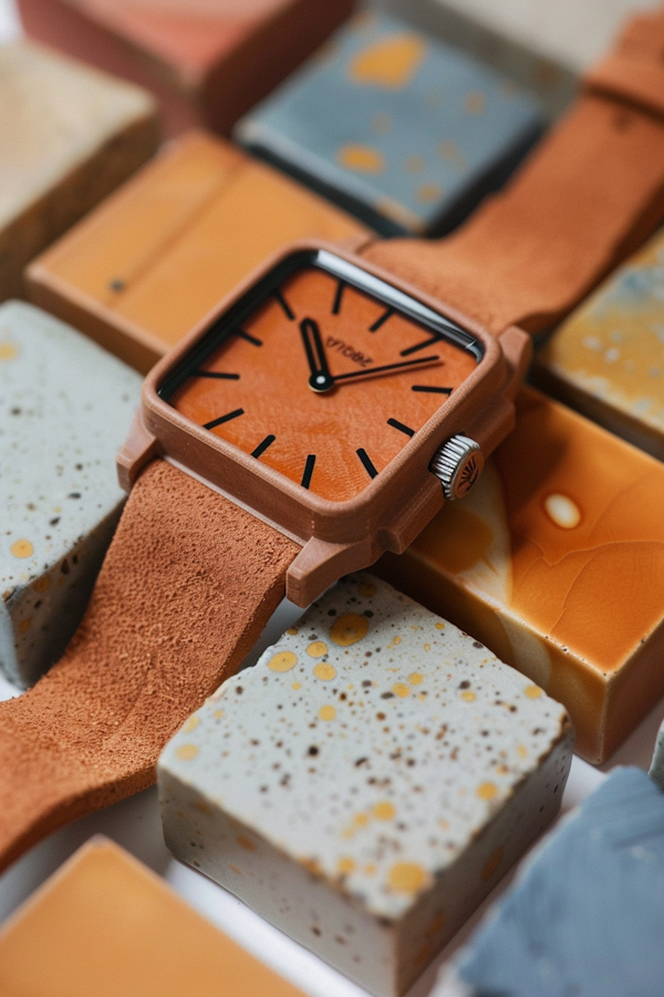 Elegant Wristwatch on Artisanal Blocks