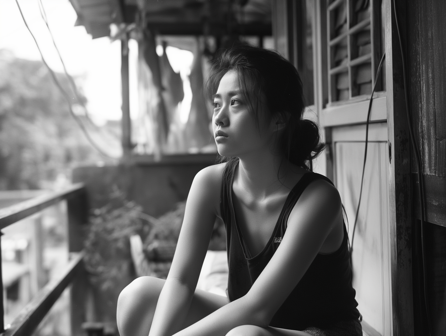 Contemplative Young Woman by Window