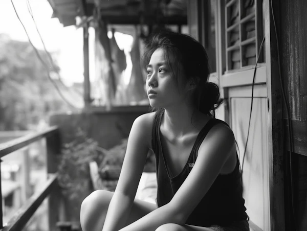 Contemplative Young Woman by Window