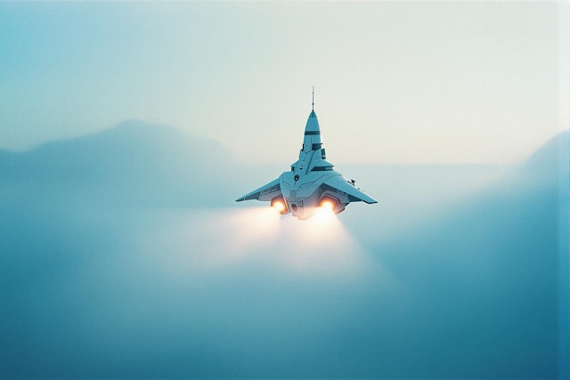 Futuristic Aircraft in Sky