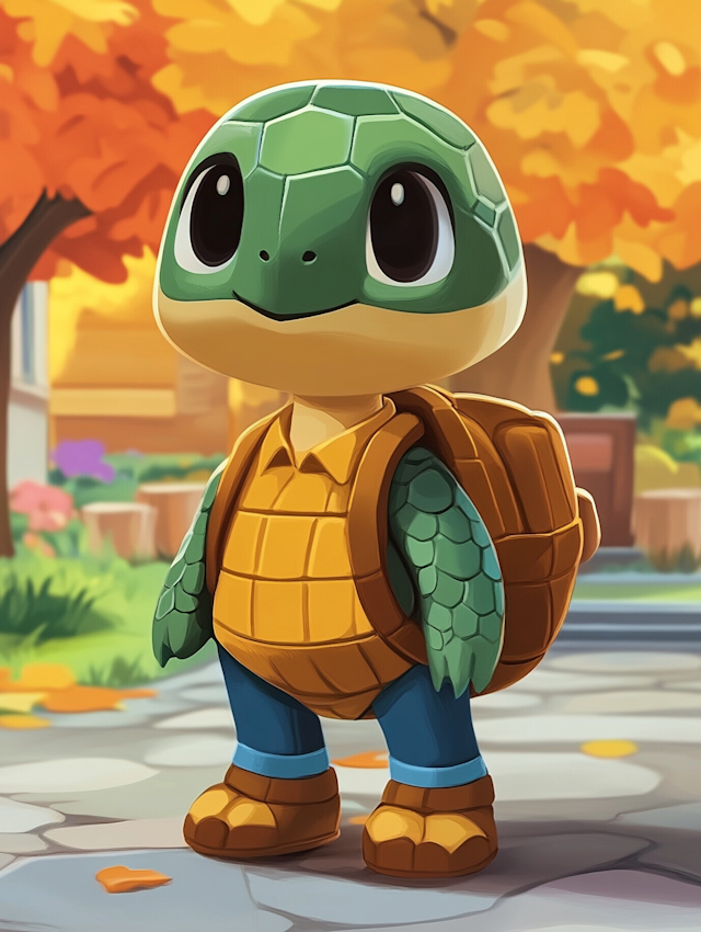 Anthropomorphic Turtle in Autumn