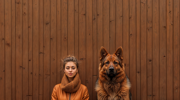 Young Woman With Her German Shepherd