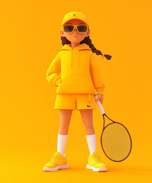 Stylized Sporty Girl in Yellow