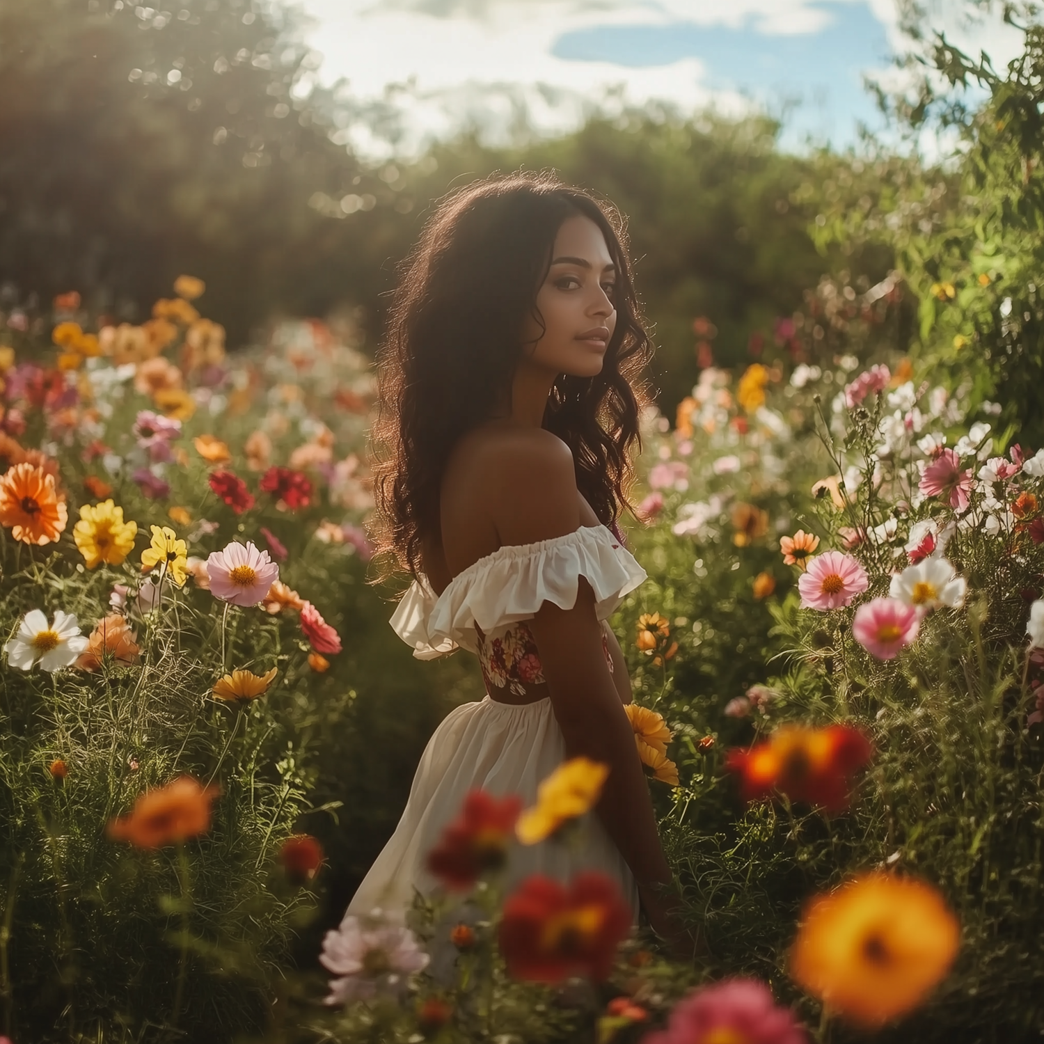 Woman in Flower Field