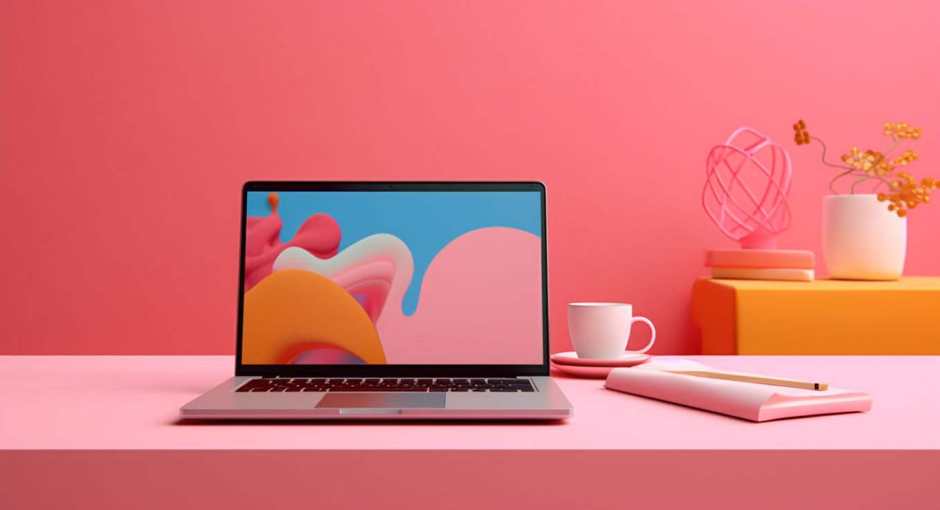 Whimsical Modern Workspace in Pink Hues Photo on Lummi