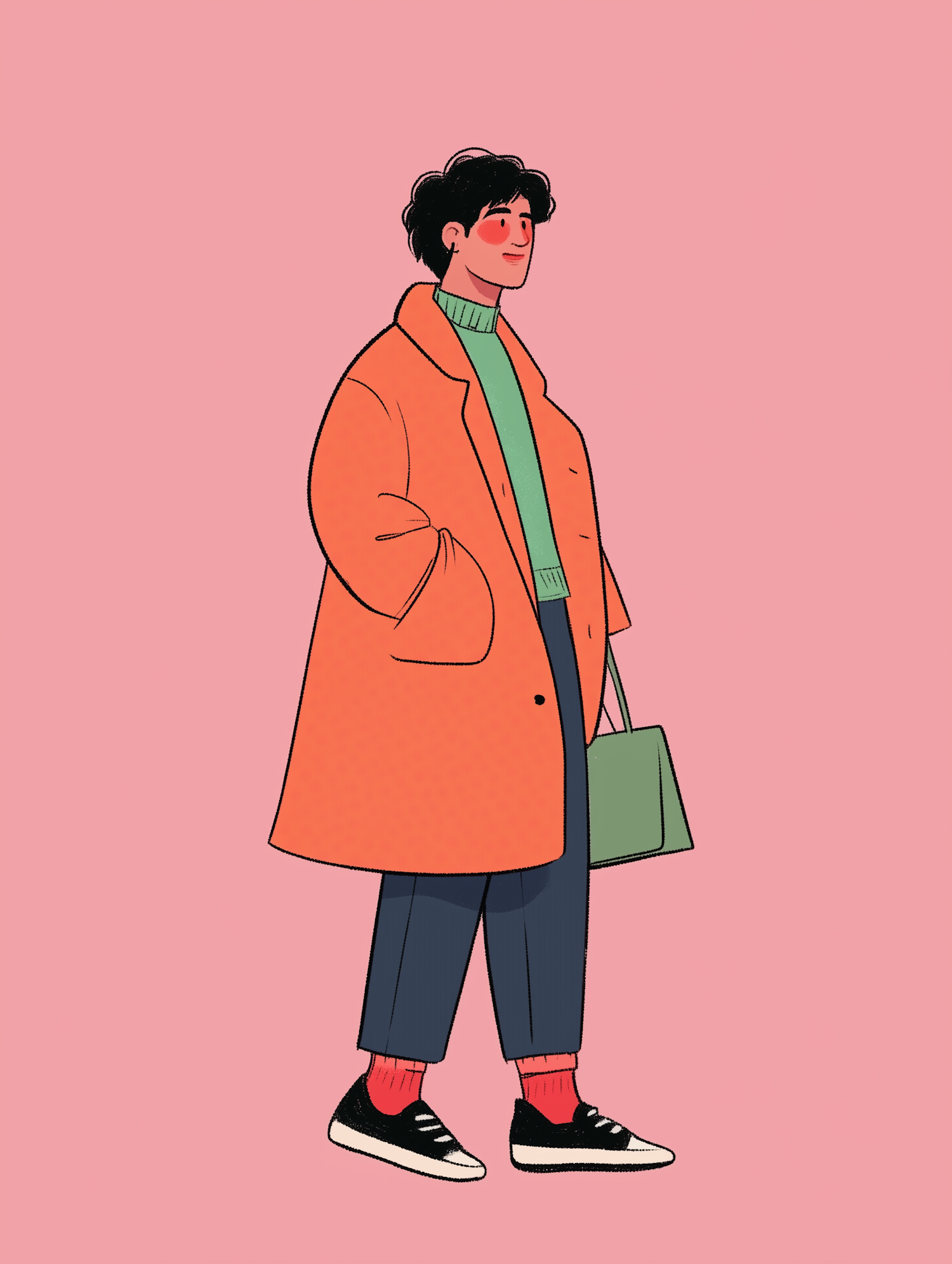 Cheerful Young Person in Colorful Winter Outfit Illustration