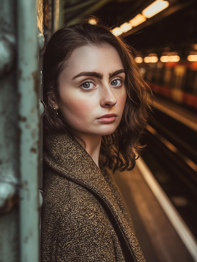 Subway Station Pause - Young Woman