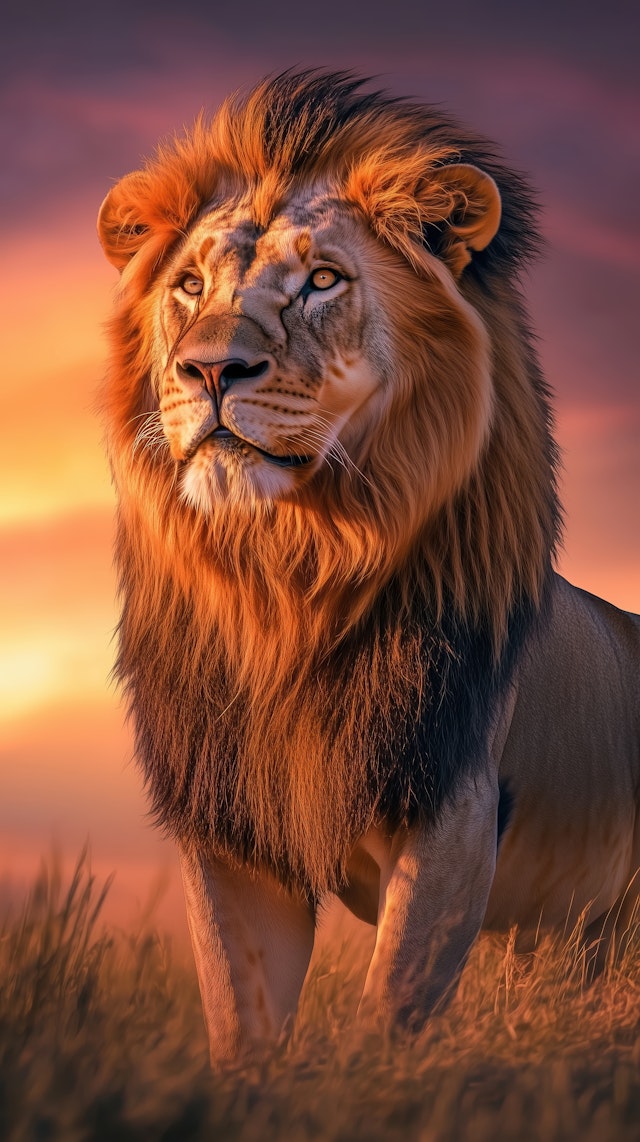 Majestic Lion at Sunset