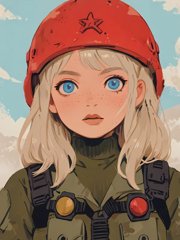 Adventurous Girl with Red Helmet