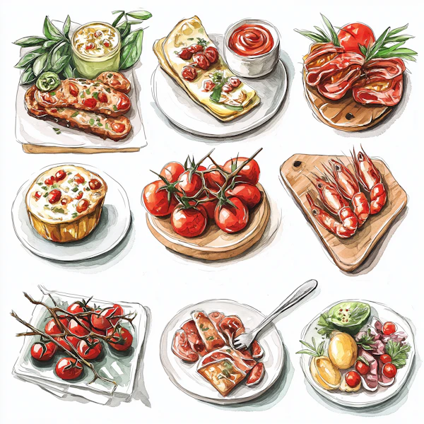 Food Grid Illustration