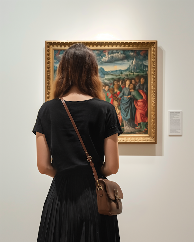 Woman Observing Classical Painting