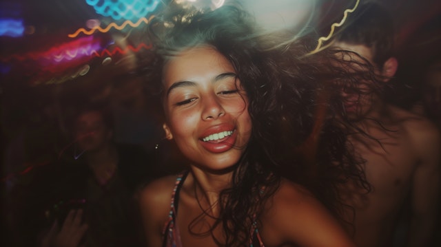 Joyful Woman at Festive Party