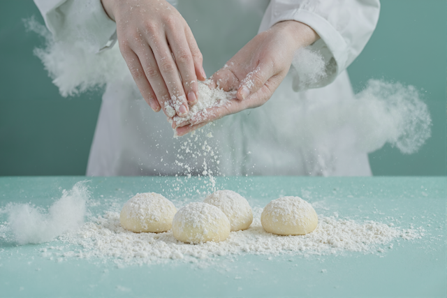 Baker's Hands Dusting Flour