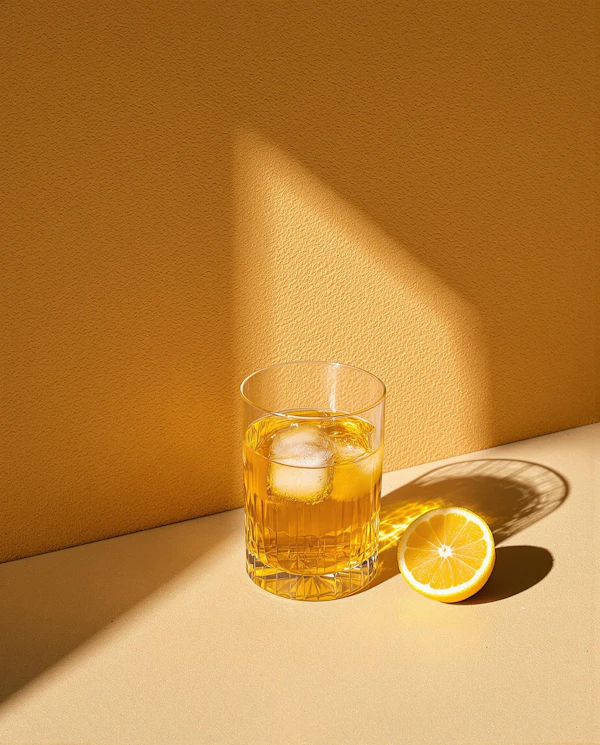 Golden Beverage on Yellow