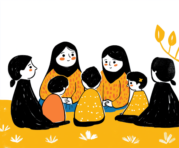 Stylized Family Gathering Illustration