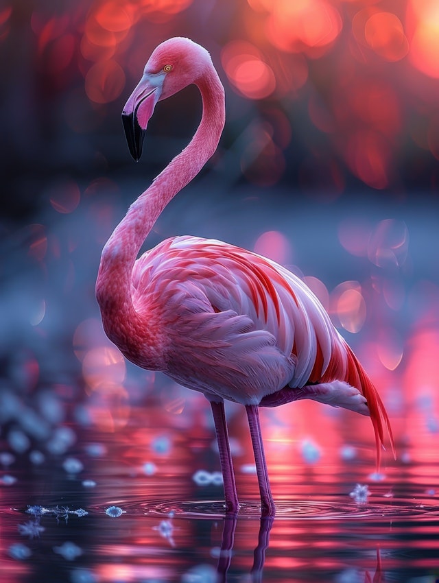 Elegant Flamingo in Tranquil Waters