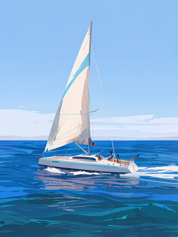 Sailboat on Blue Ocean