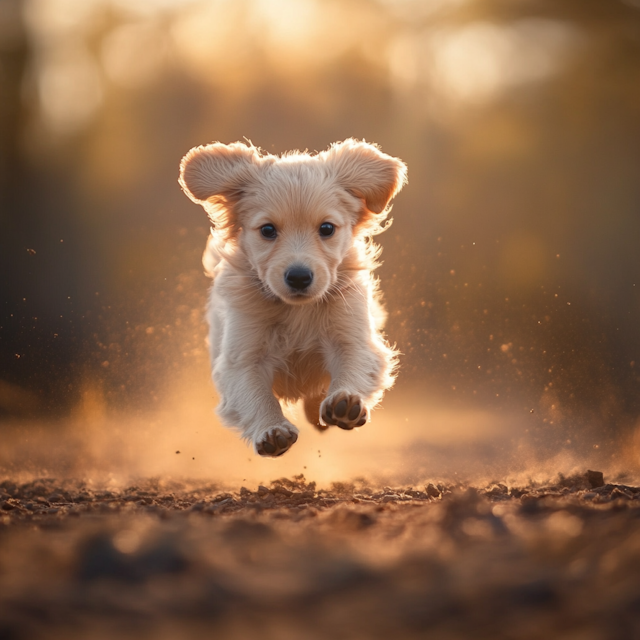 Playful Puppy Mid-Air