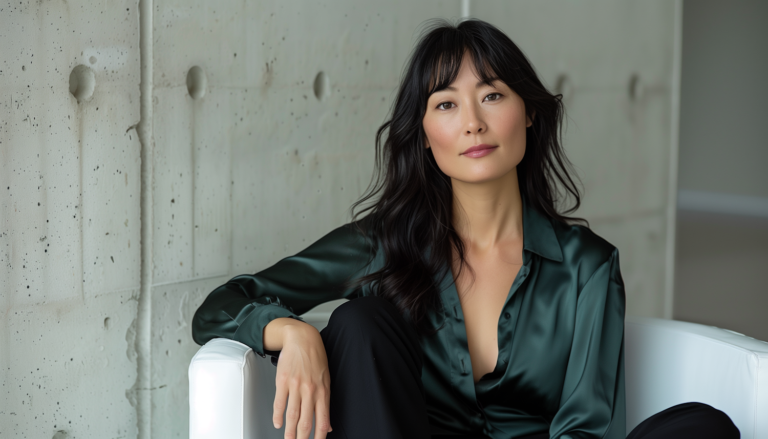 Elegant Woman with Minimalist Background