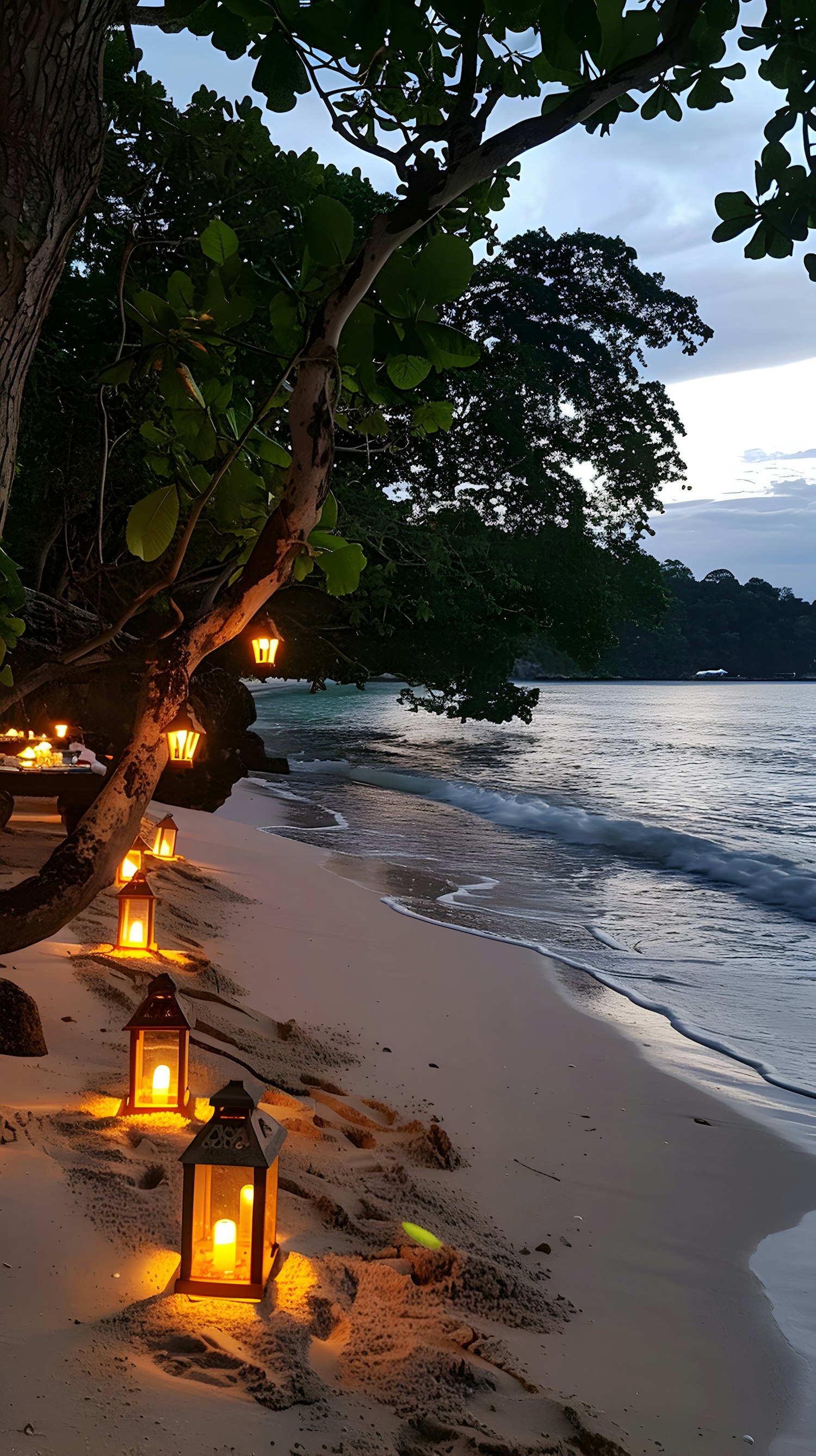 Serene Beach Scene at Dusk