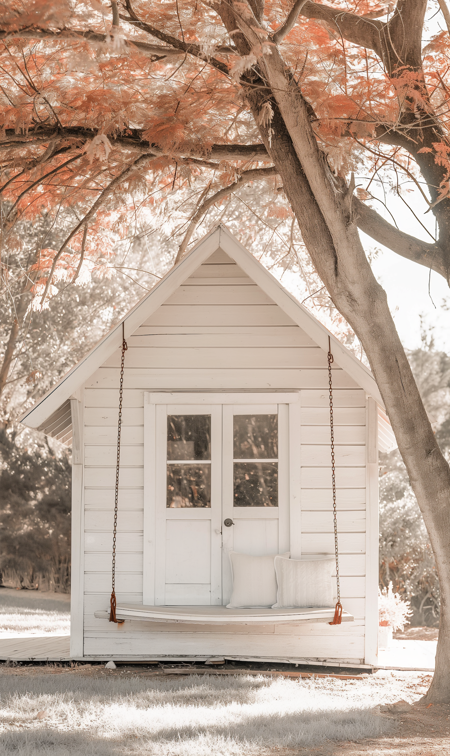 Quaint White-Painted Wooden House