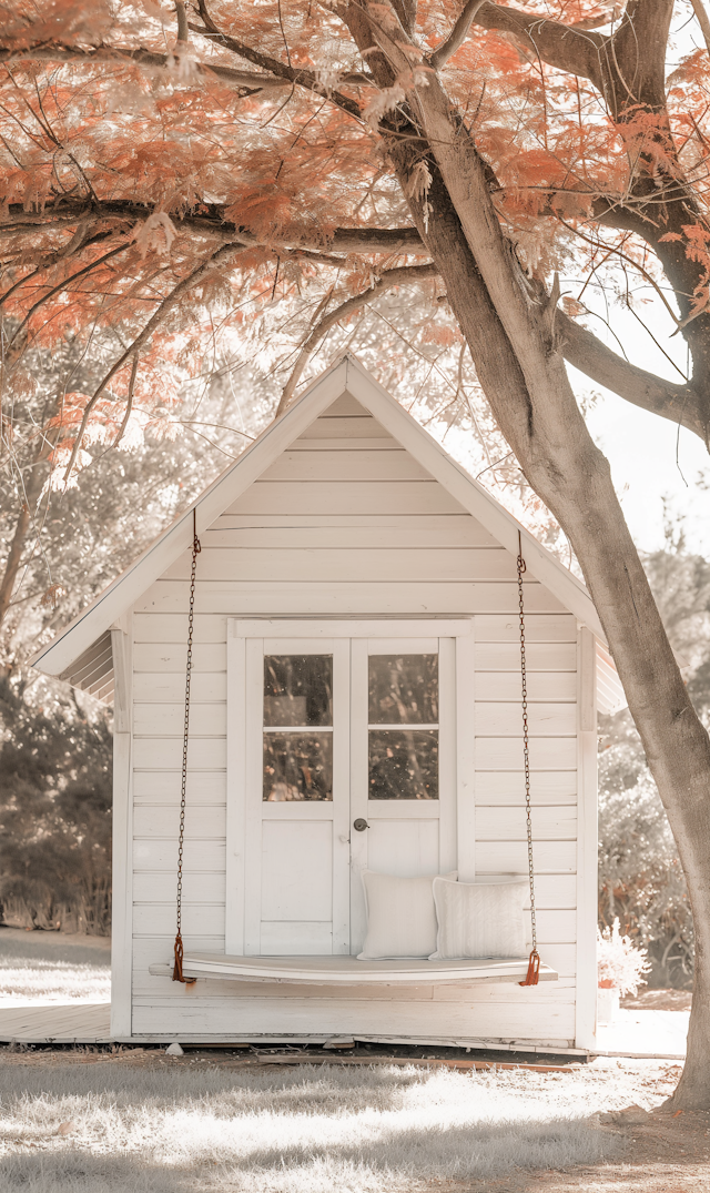 Quaint White-Painted Wooden House