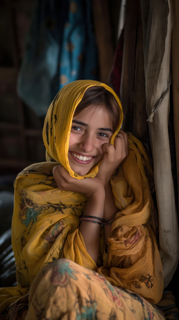 Smiling Girl in Scarf