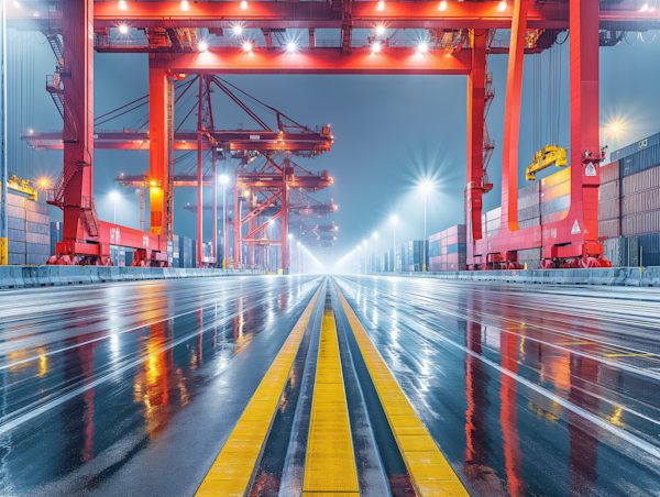 Illuminated Industrial Port at Twilight