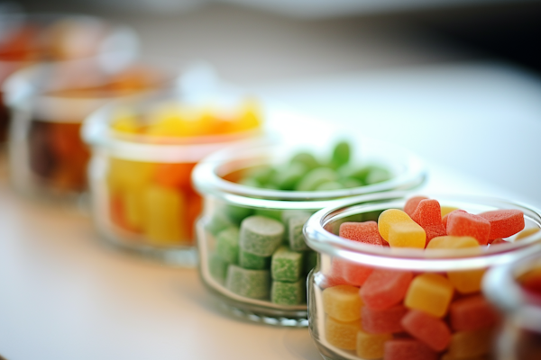 Candies in Focus: Array of Multicolored Sweets in Classic Glass Jars