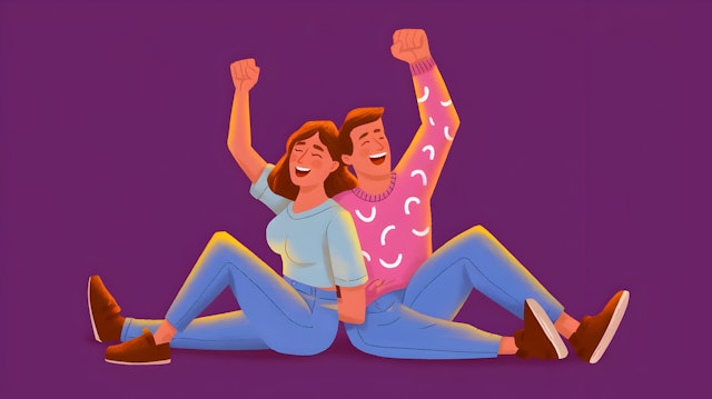 Cheerful Duo Illustration